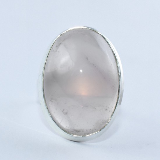 Natural Pink Rose Quartz Ring 925 Sterling Silver Oval Faceted Gemstone Ring Indian Silver Jewellery