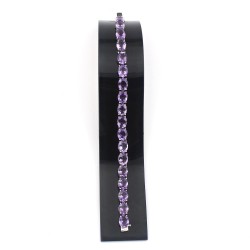 Natural Purple Amethyst Oval Shape 925 Sterling Silver Bracelet