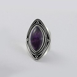 Natural Purple Amethyst 925 Sterling Silver Ring