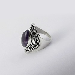 Natural Purple Amethyst 925 Sterling Silver Ring