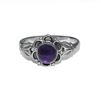Natural Purple Amethyst 925 Sterling Silver Ring Women Jewelry Perfect Round Shape Ring For Gift