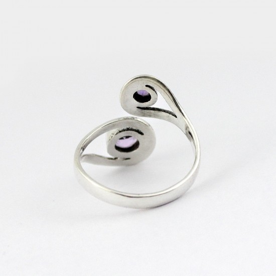 Natural Purple Amethyst Round Shape 925 Sterling Silver Handmade Ring Silver Jewelry Exporter