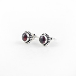 Natural!! Red Garnet 925 Sterling Silver Stud Earring Jewelry
