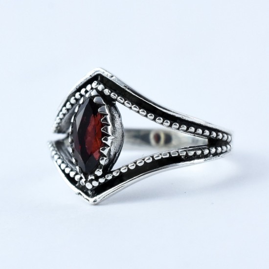 Natural Red Garnet Ring Solid 925 Sterling Silver Oxidized Jewelry Wholesale Silver Jewelry Manufacture Silver Jewelry