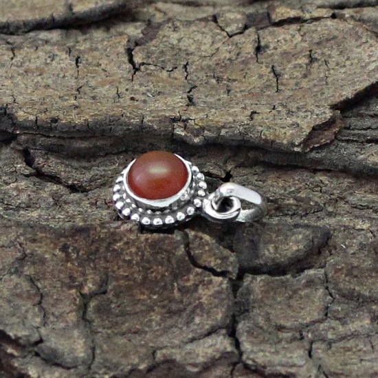 Awesome !! Natural Red Onyx 925 Sterling Silver Handmade Pendant Indian Silver Jewelry