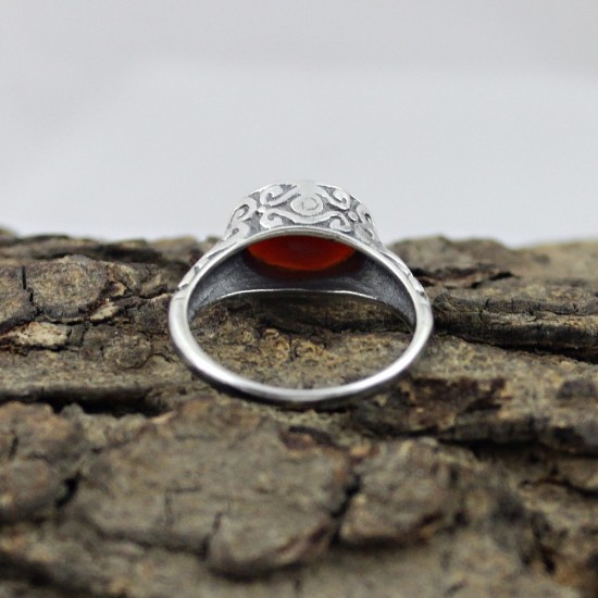 Circle Of Love !! Red Onyx 925 Sterling Silver Ring