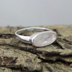 Handmade Silver Jewelry !! Natural Rose Quartz 925 Sterling Silver Ring