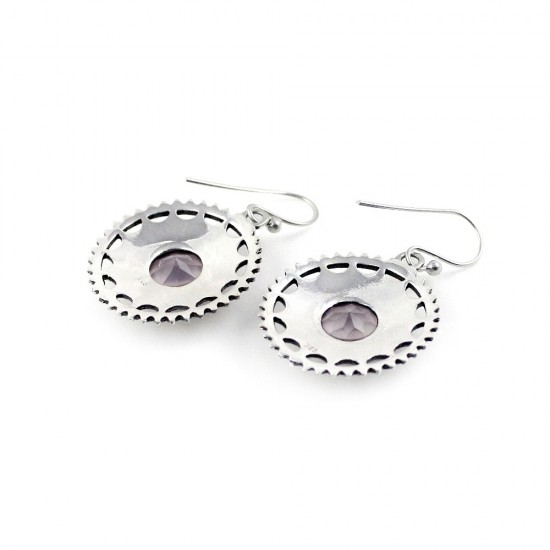 Natural Rose Quartz 925 Sterling Silver Earring Jewelry