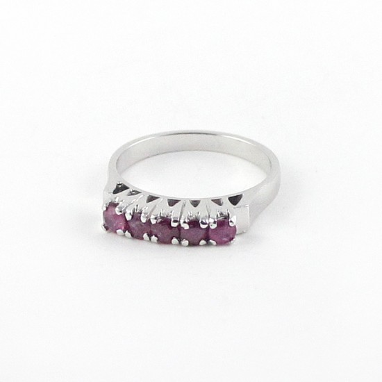 Natural Ruby 925 Sterling Silver Rhodium Plated Ring Women Fashion Jewelry