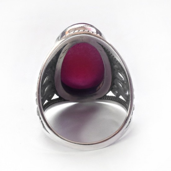 Natural Red Ruby 925 Sterling Silver Ring Handmade Jewelry