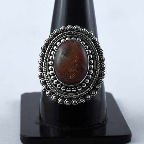 Natural Sunstone Ring Oxidized Silver Ring 925 Sterling Silver Boho Ring Engagement Ring Indian Silver Jewelry