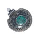 Natural Turquoise Pendant Handmade 925 Sterling Silver Round Shape Oxidized Silver Jewelry