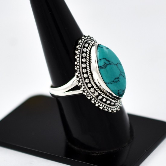 Natural Turquoise Ring Green Colour Handmade 925 Sterling Silver 925 Stamped Silver Jewelry