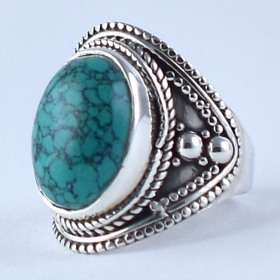 Natural Turquoise Ring Handmade 925 Sterling Silver Boho Ring Oxidized Silver Jewelry