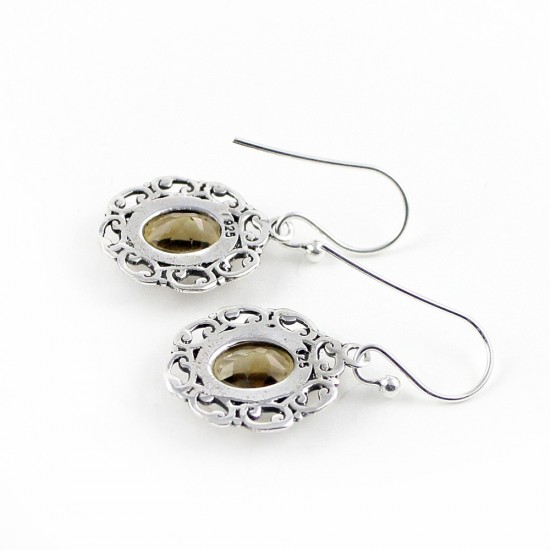 Natural Yellow Citrine 925 Sterling Silver Earring Jewelry