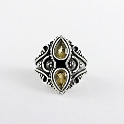 Natural Yellow Citrine Handmade 925 Sterling Silver Ring Oxidized Silver Jewellery