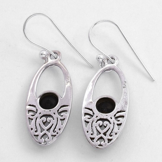 New Amazing Round Faceted Shape Black Onyx Drops Earring Solid 925 Sterling Silver Handmade Jewelry