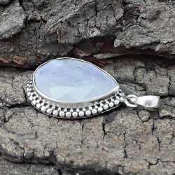Artisan Design White Rainbow Moonstone 925 Sterling Silver Pendant Jewelry