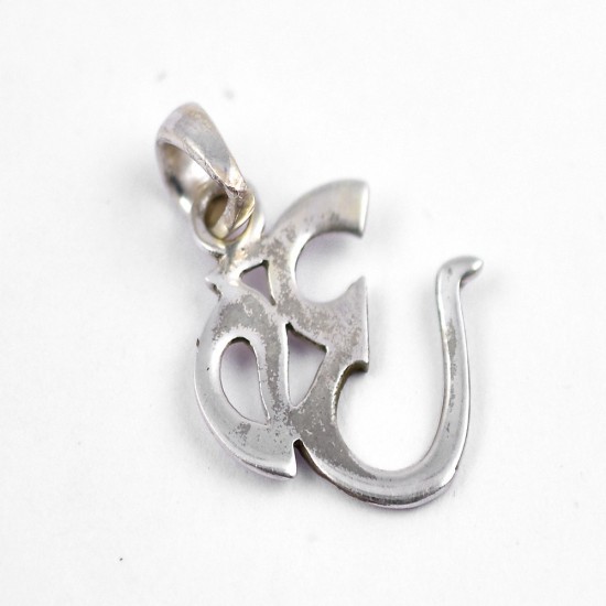OM Pendant Handmade 925 Sterling Plain Silver Jewelry Indian Religious Jewelry