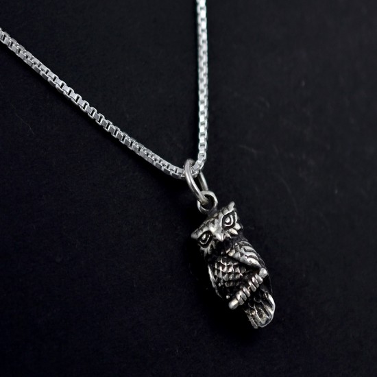 OWL Bird Charms Pendant Handmade 925 Sterling Plain Silver Jewellery Oxidized Silver Pendant Jewellery