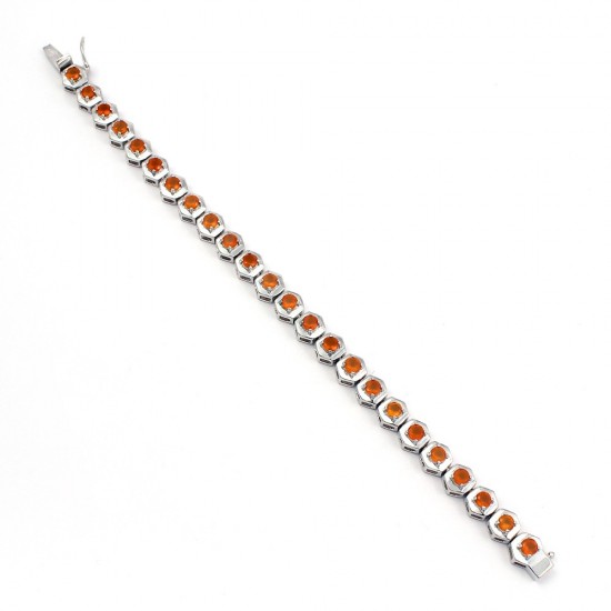 Natural Orange Carnelian 925 Sterling Silver Handmade Bracelet Jewelry