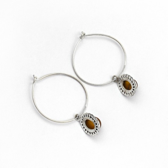 Orange Carnelian Hoop Earring 925 Sterling Silver Birthstone Jewelry Gift For Her