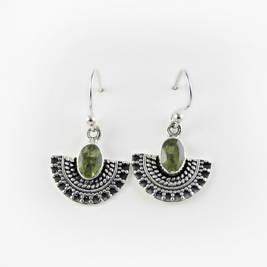 925 Sterling Silver Jewelry !! Green Color Peridot Gemstone Silver Jewelry Earring