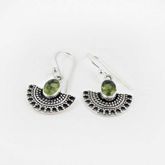 925 Sterling Silver Jewelry !! Green Color Peridot Gemstone Silver Jewelry Earring