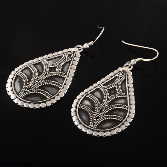 Oxidized 925 Sterling Silver Dangle Earring Women Handcrafted Boho Jewelry