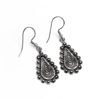 Oxidized Drop Dangle Earring 925 Sterling Silver Handmade Jewelry Gift For Her