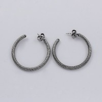 Oxidized Hoop Earring 925 Sterling Silver Handmade Fine Jewelry Gift Anniversary For Her