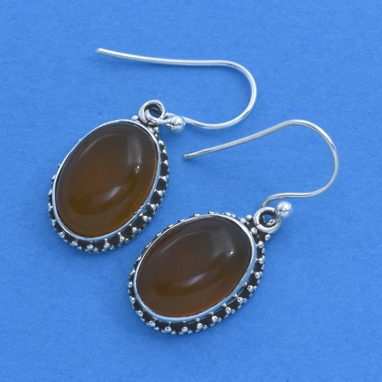 Oxidized Silver Jewelry Orange Carnelian Drop Earrings Hook Earring 925 Sterling Silver Handmade Jewelry