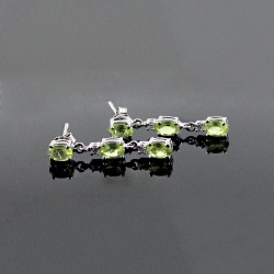 Green Peridot 925 Sterling Silver Rhodium Plated Earring