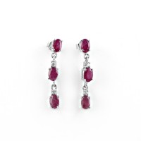 Pink Ruby 925 Sterling Silver Rhodium Plated Earring Jewelry