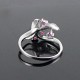 Pink Ruby Rhodium Plated 925 Sterling Silver Ring Jewelry Gift For Her
