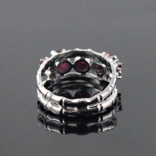 Pink Ruby Rhodium Plated 925 Sterling Silver Friendship Ring Jewelry