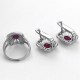Pink Ruby Ring Earring Jewelry Set Rhodium Polished Silver Jewelry Set 925 Sterling Silver Handmade Jewelry