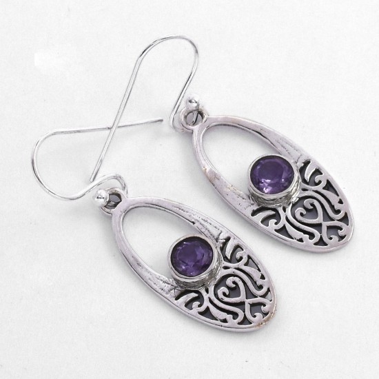 Precious Purple Amethyst Earring 925 Sterling Silver Handmade Drop Dangle Earring Silver Jewellery
