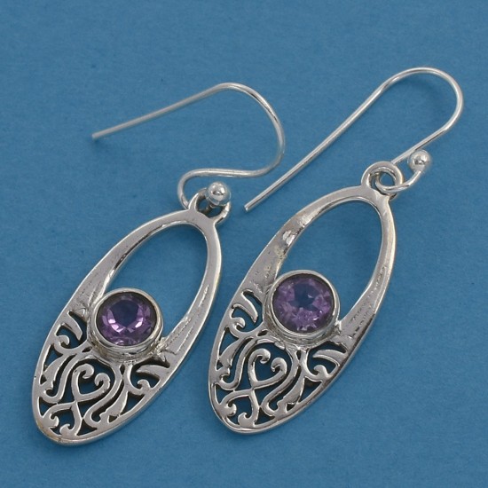 Precious Purple Amethyst Earring 925 Sterling Silver Handmade Drop Dangle Earring Silver Jewellery