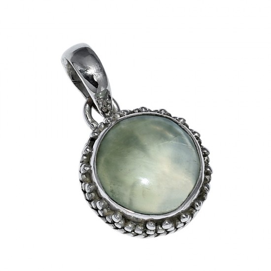 Prehnite 925 Sterling Silver Jewelry Pendant Handmade Jewelry Gift For Her