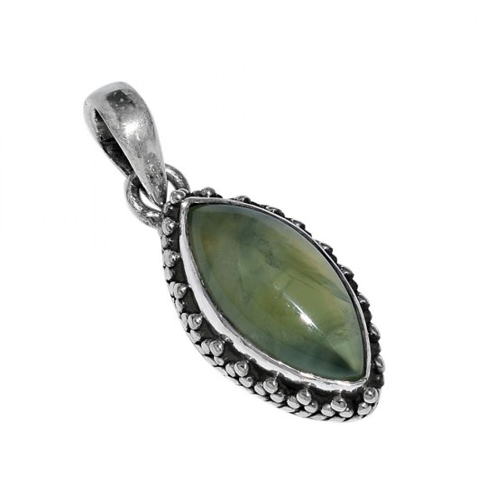 Artisan Crafted !! Prehnite Marquise Shape 925 Sterling Silver Pendant Jewelry