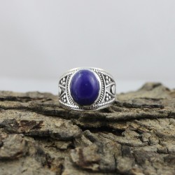 Simple and Stylish !! Lapis 925 Silver Ring Gemstone Silver Jewelry