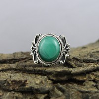 925 Sterling Silver !!Natural Green Malachite Ring Jewelry