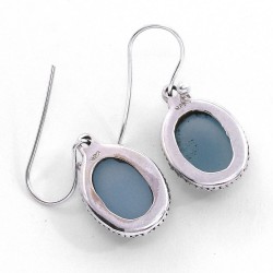 Pretty Silver Drops Earrings Blue Chalcedony Earring 925 Sterling Silver Women Jewellery