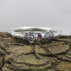 Purple Amethyst 925 Sterling Silver Bangle Jewelry