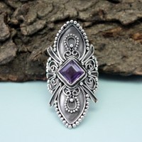 Perfect Swiss Of Purple Amethyst 925 Sterling Silver Ring Jewelry