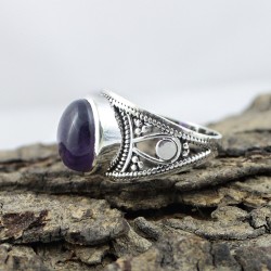 Natural Purple Amethyst 925 Silver Ring Gemstone Silver Jewelry