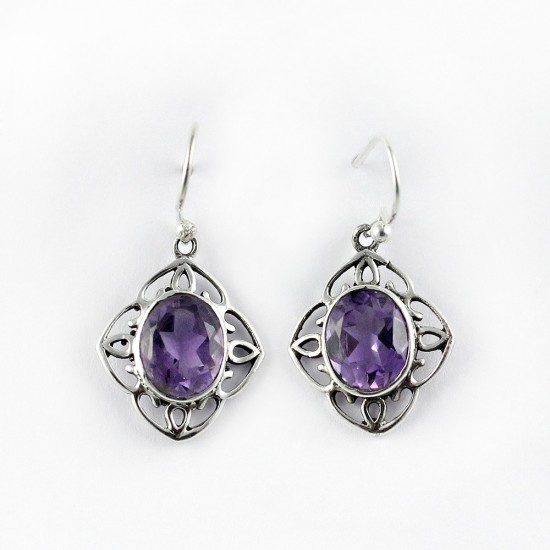Be Kind !! Purple Amethyst 925 Sterling Silver Earring