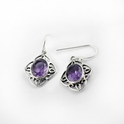 Be Kind !! Purple Amethyst 925 Sterling Silver Earring