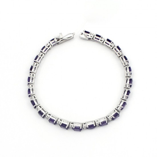 Purple Amethyst Oval Shape 925 Sterling Silver Bracelet Jewelry